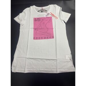 Fiorucci Invitation T-Shirt Women's Small White Marilyn Silhouette Graphic Print